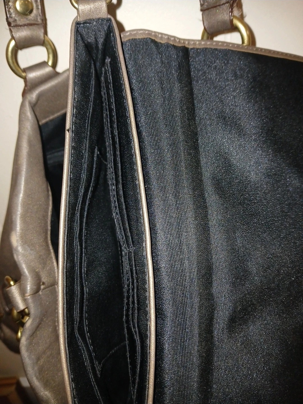 Coach Metallic Gray-Bronze Shoulder Tote with Matching Wristlet - Picture 5 of 5
